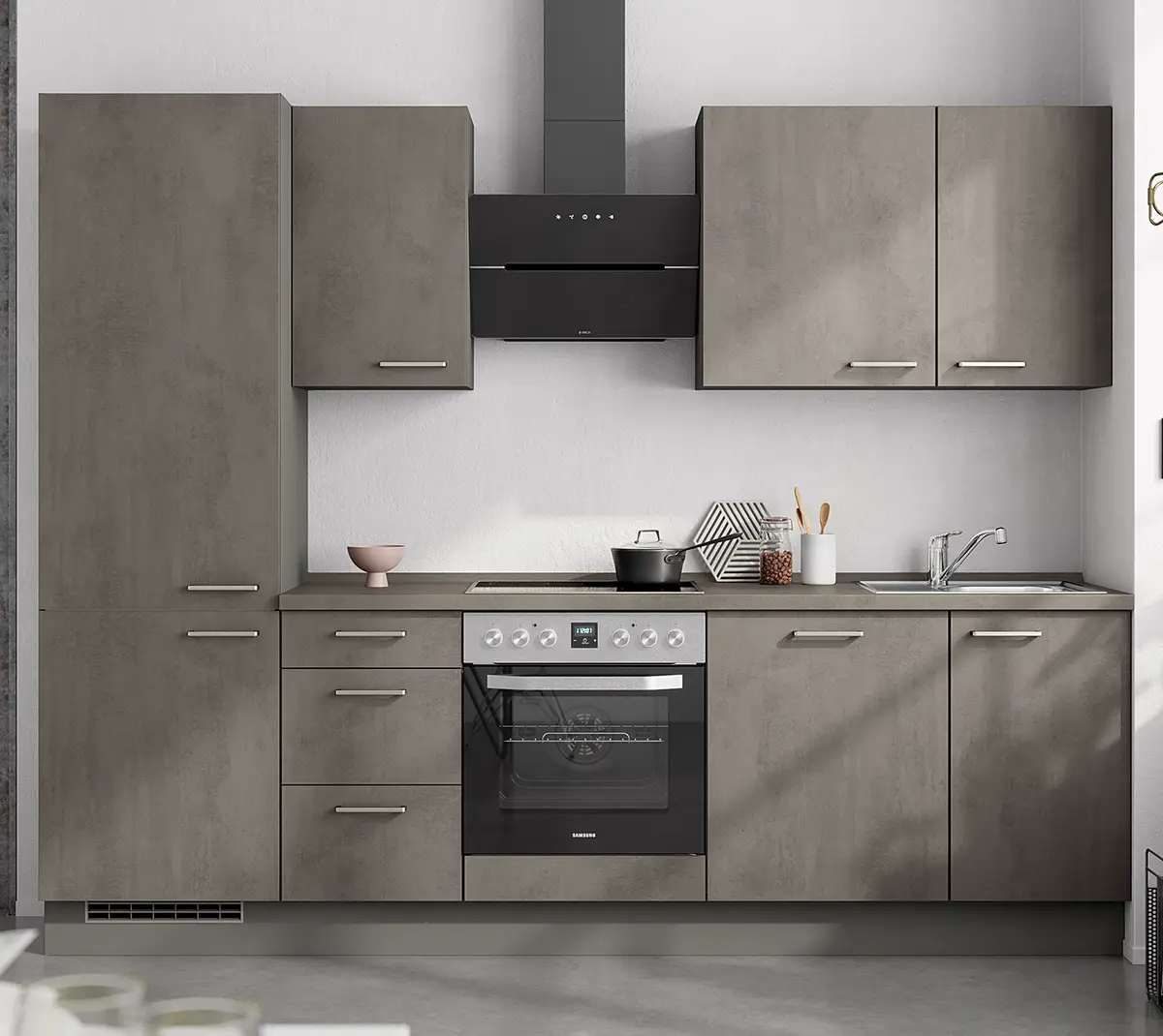 Küchenzeile High-Line Riva Kombi B 270cm Ausrichtung links | Grau