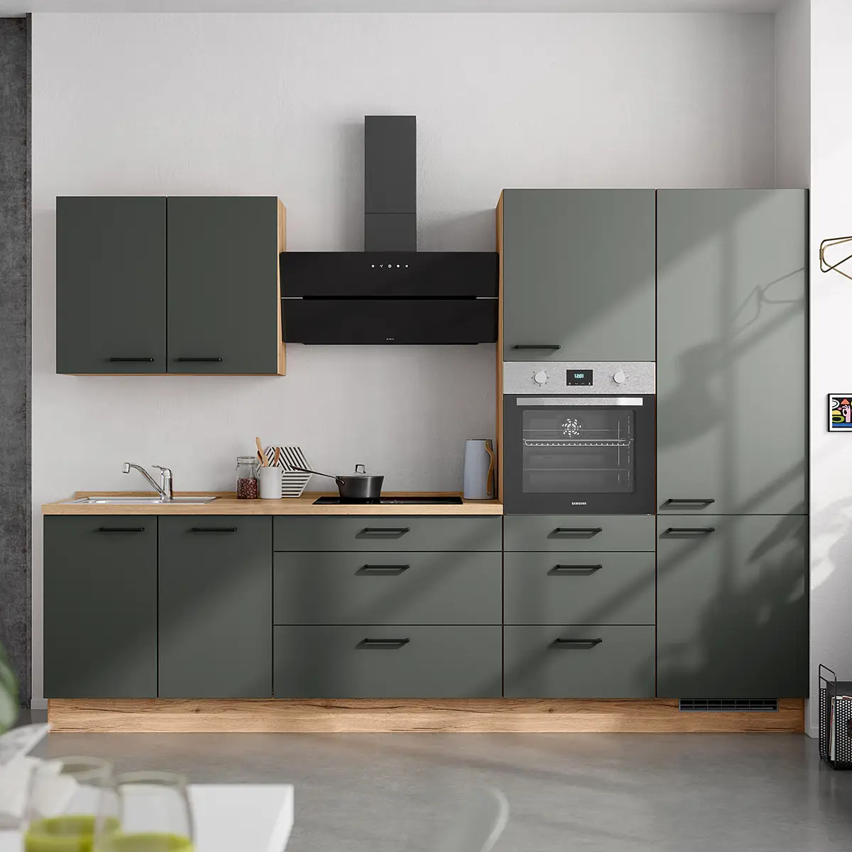 Küchenzeile High-Line Easytouch Kombi D 300cm | Grün