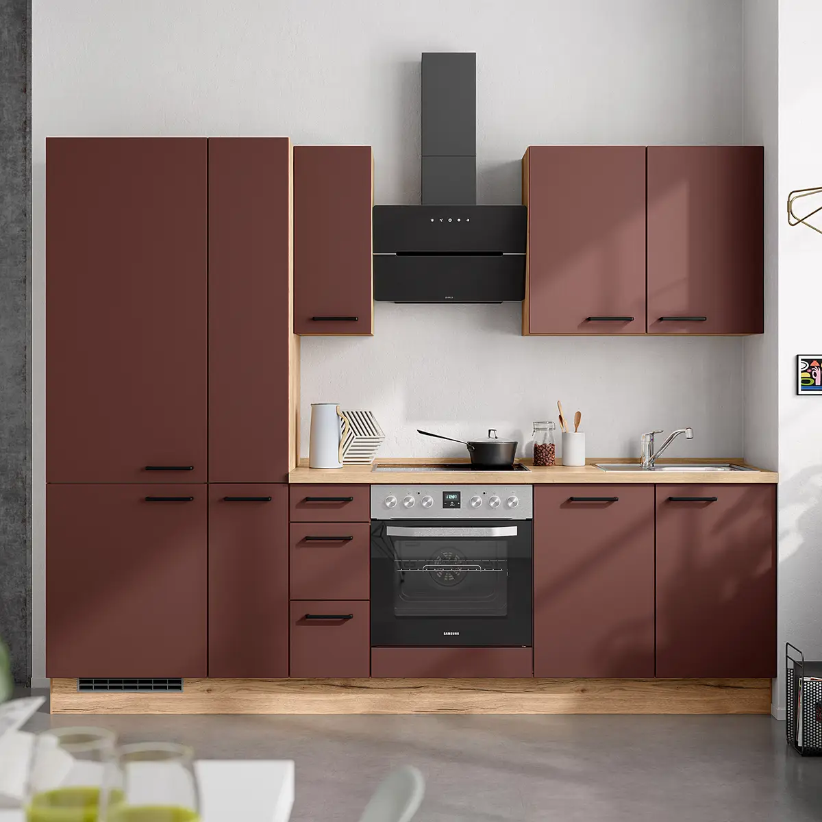 Küchenzeile High-Line Easytouch Kombi A 270cm | Rot