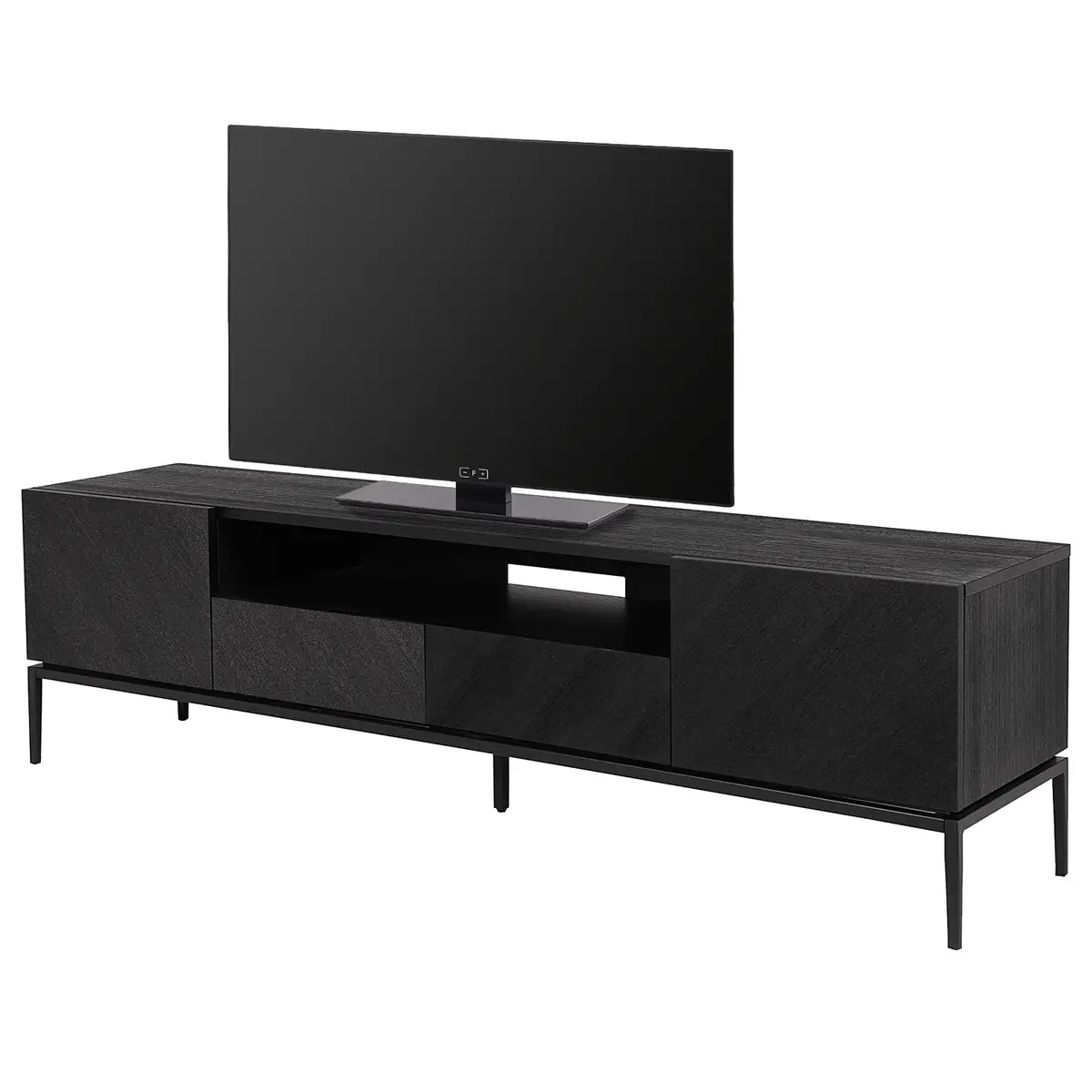 TV-Lowboard mit Schubladen | Schwarz
