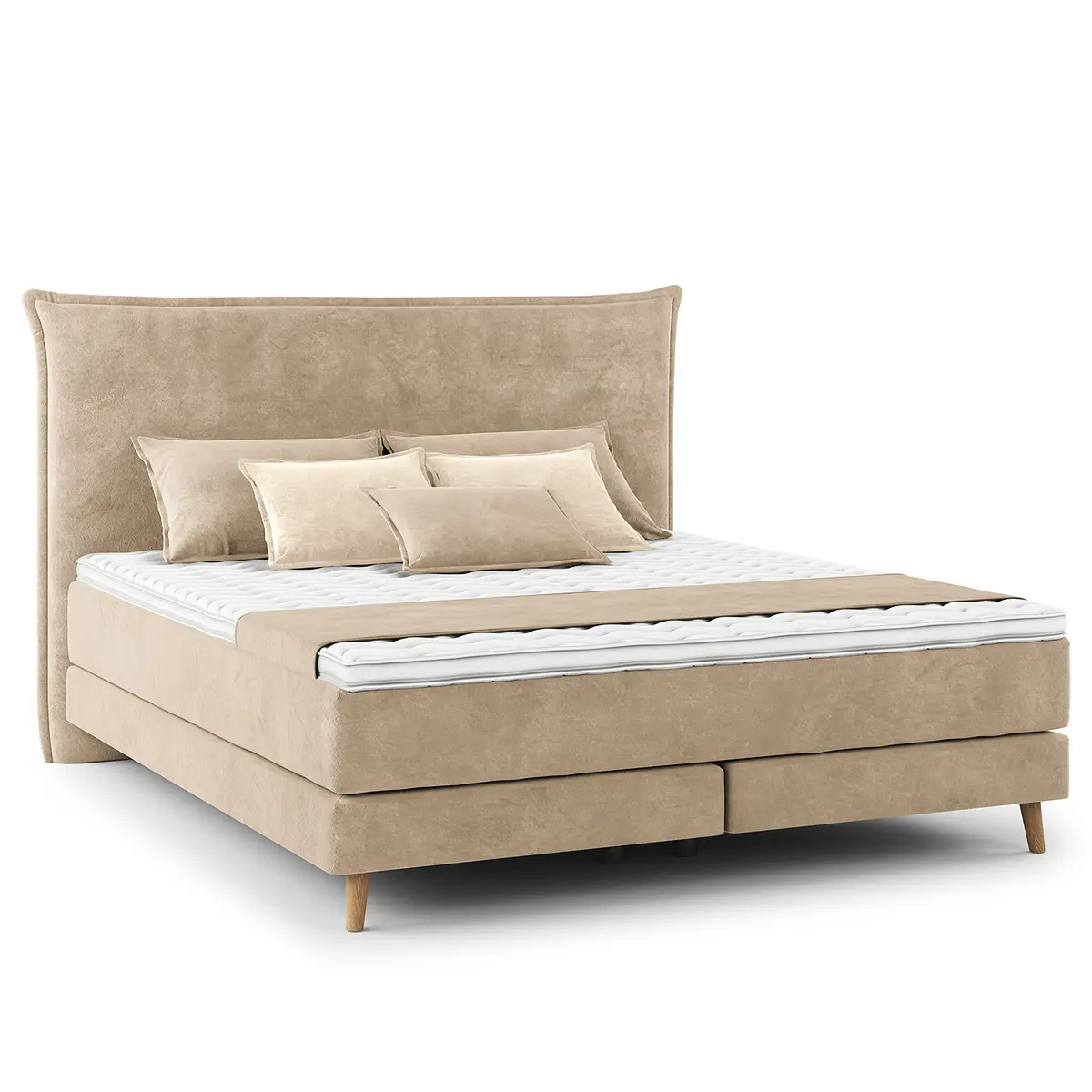 Boxspringbett Klassisch 180 x 200cm Samt Vaia Beige H2 | Beige