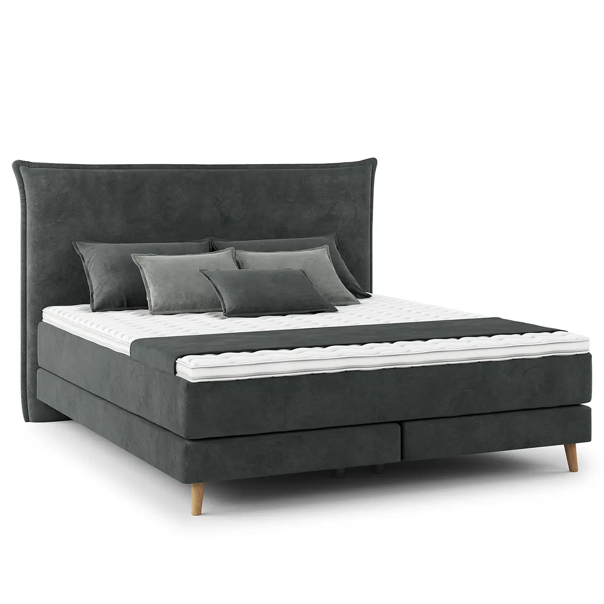 Boxspringbett Klassisch 180 x 200cm Samt Vaia Grau/Dunkelgrau