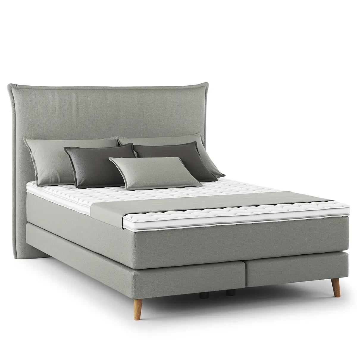Boxspringbett Klassisch 140 x 200cm Microfaser Orela Grau/Grau