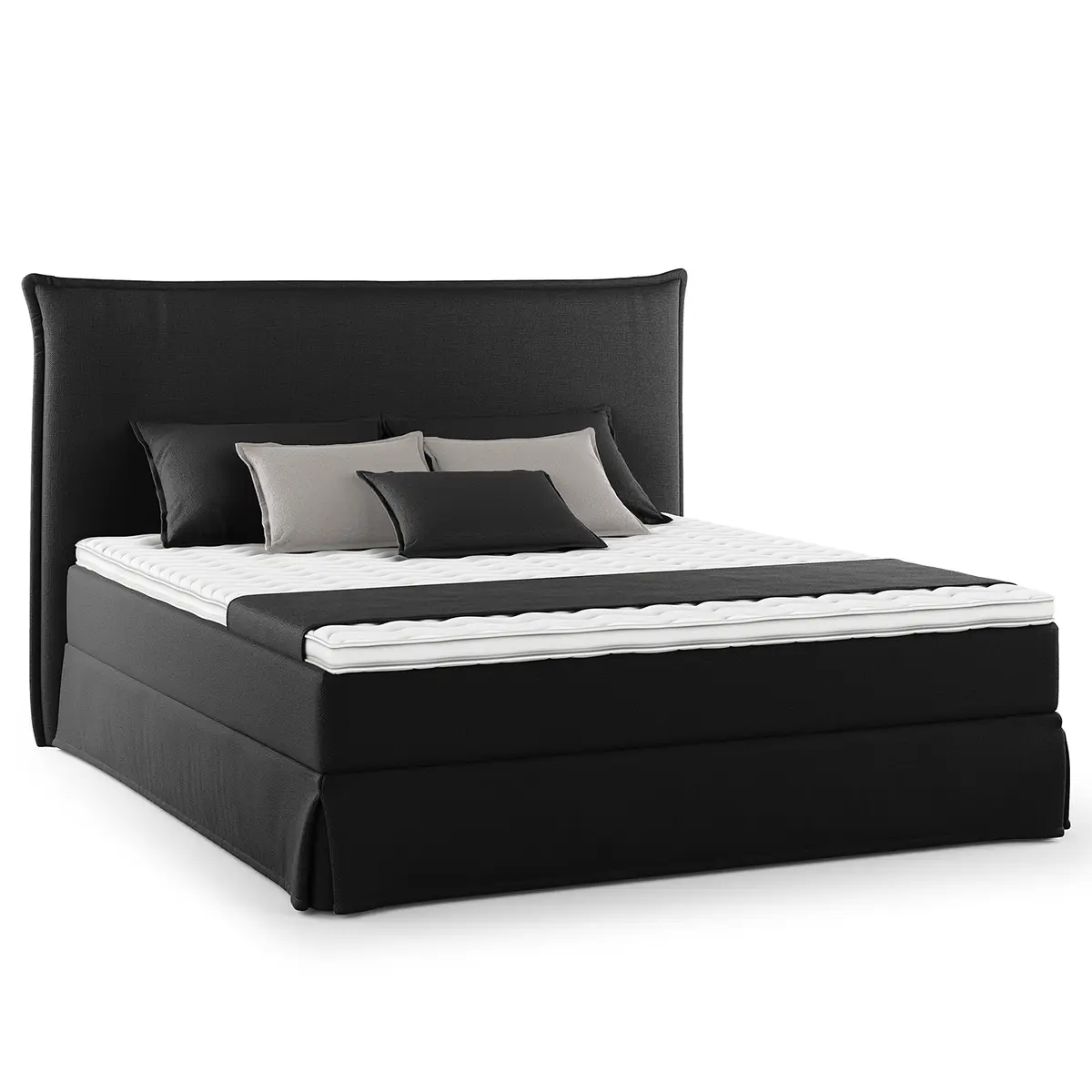Boxspringbett mit Husse 160 x 200cm Microfaser Orela | Schwarz