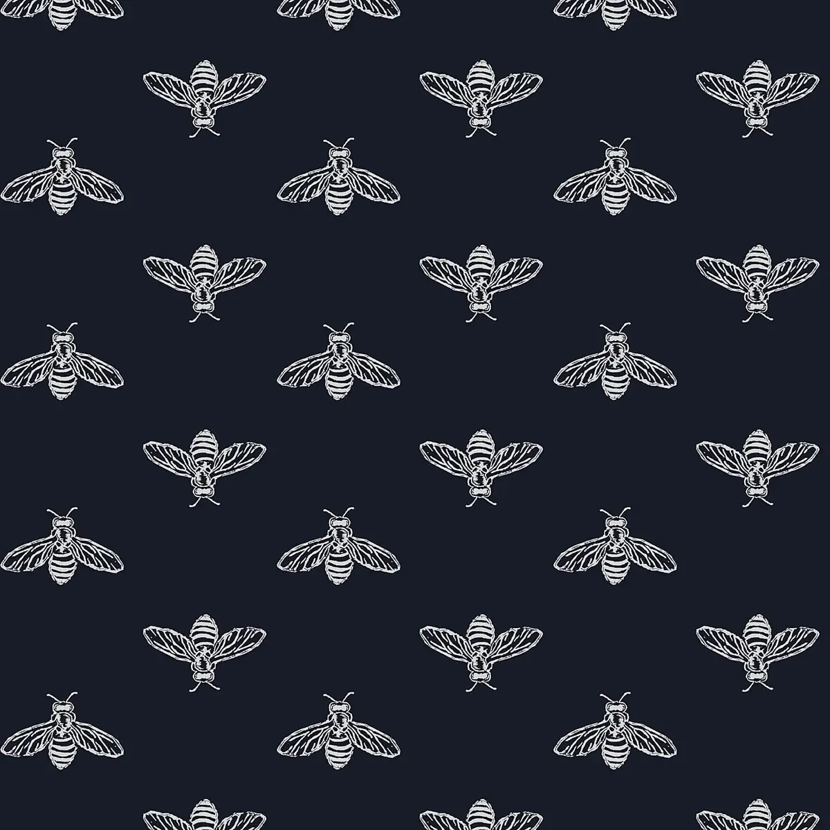 Vliestapete Block Print Bee | Blau