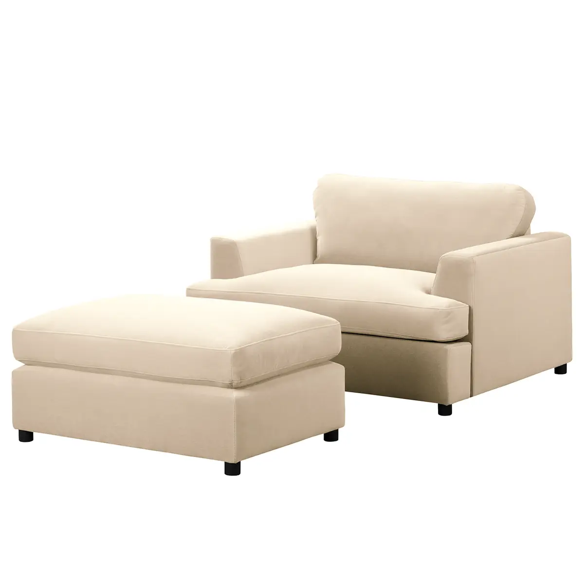 XXL-Sessel Nerpio Beige Samt Vaia | Beige