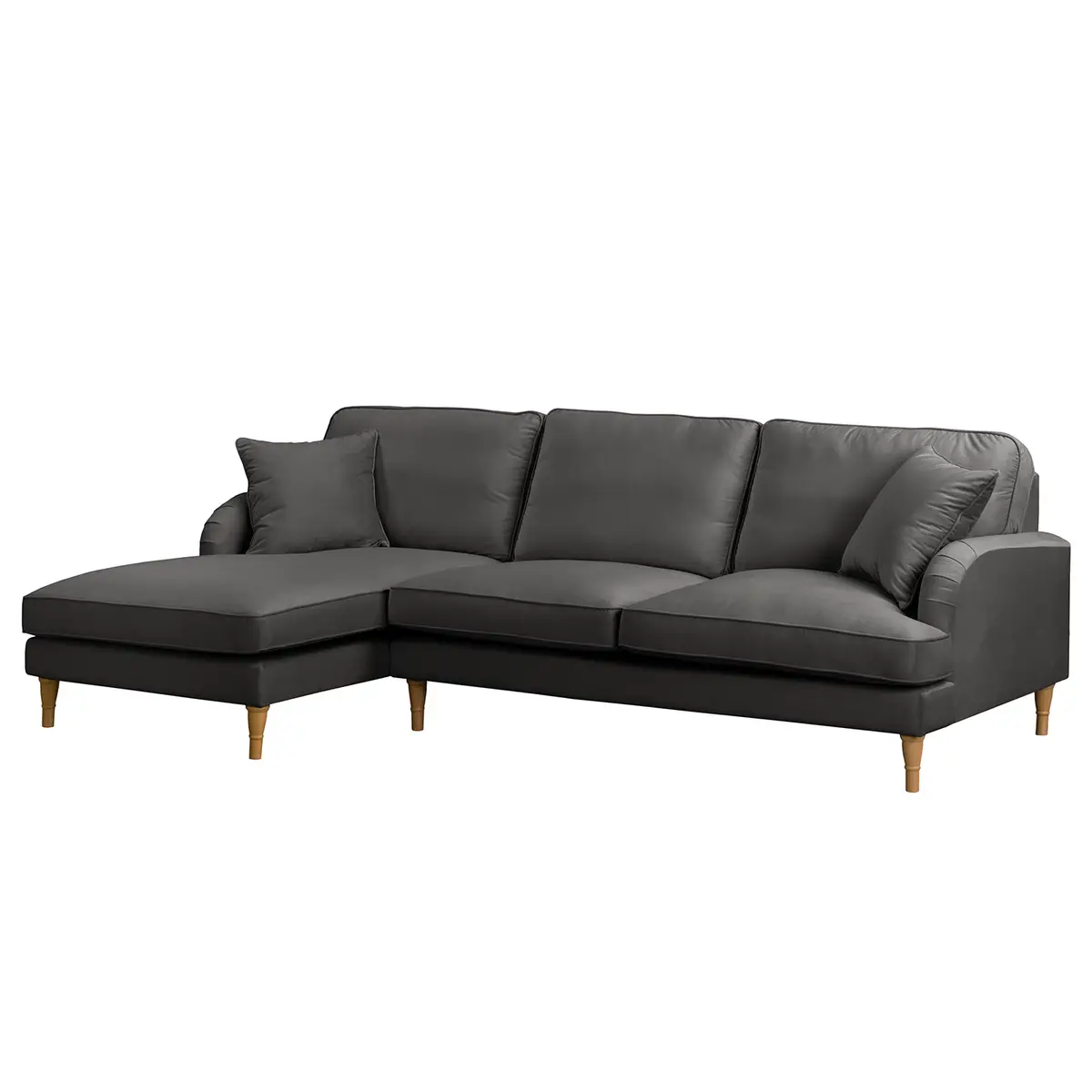 Ecksofa Grau Samt Ravi | Grau
