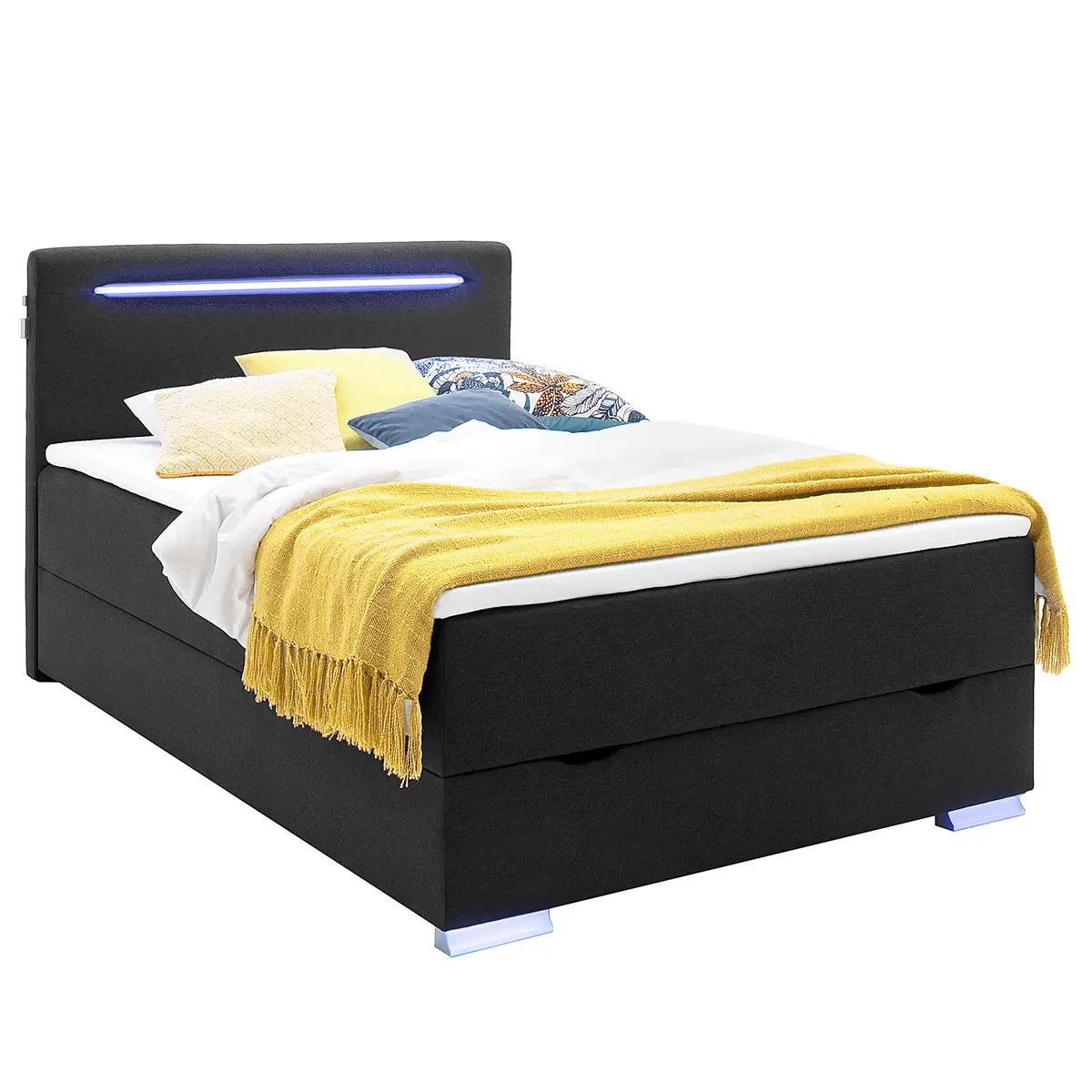 Boxspringbett 140 x 200cm Webstoff Saya Schwarz Andere