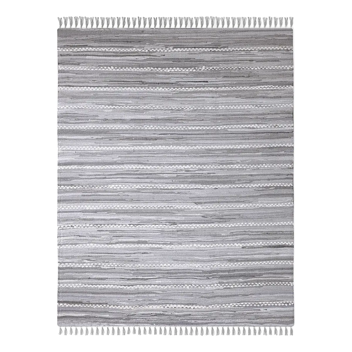 Kurzflorteppich Malika Grau/Grau 170 x 120cm Baumwollstoff