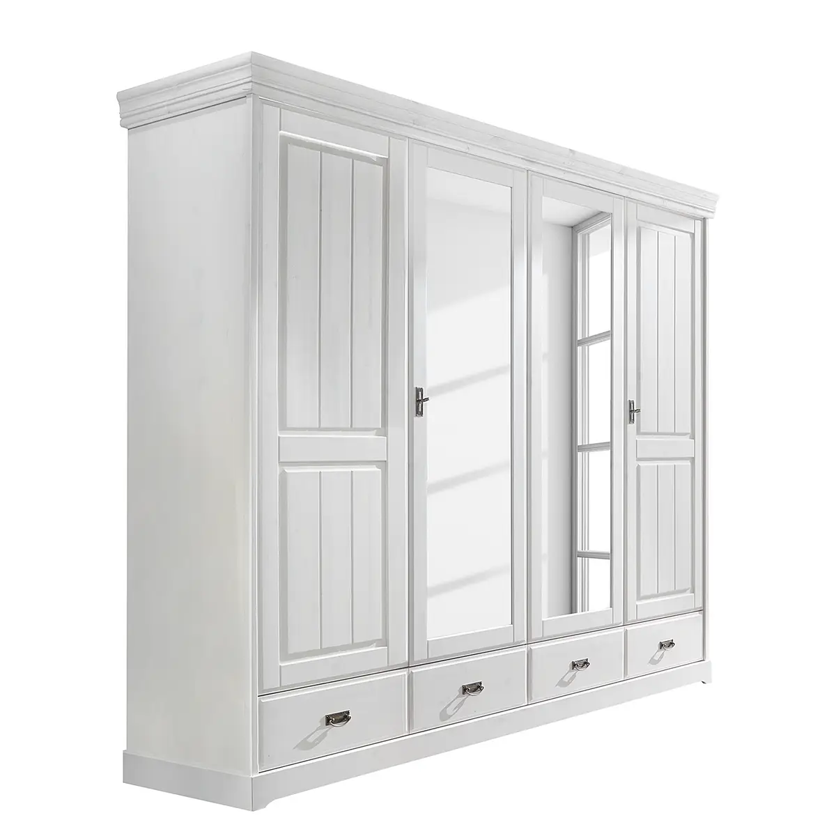 Massiver Drehtürenschrank Typ B 255cm Weiß/Kiefer Weiß | Weiß