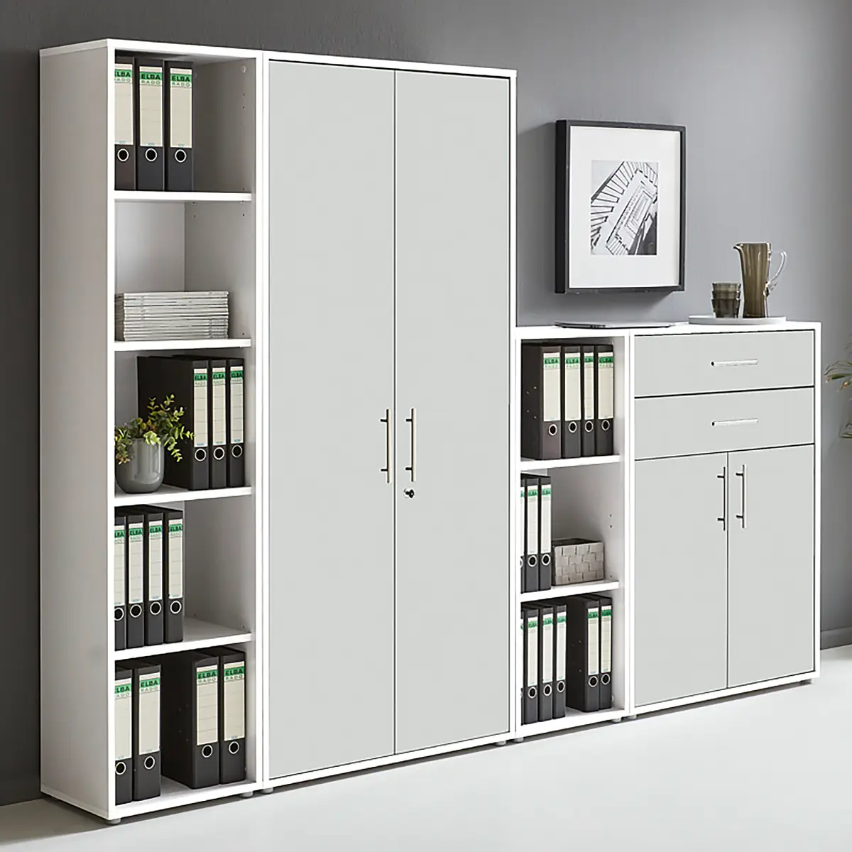 Schrankwand Set C | Weiß