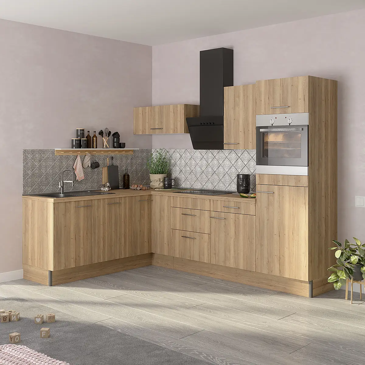 Eckküche Variante C | Holztöne