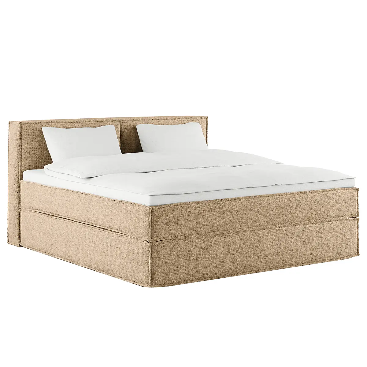 Premium Boxspringbett mit Kopfteil | Beige