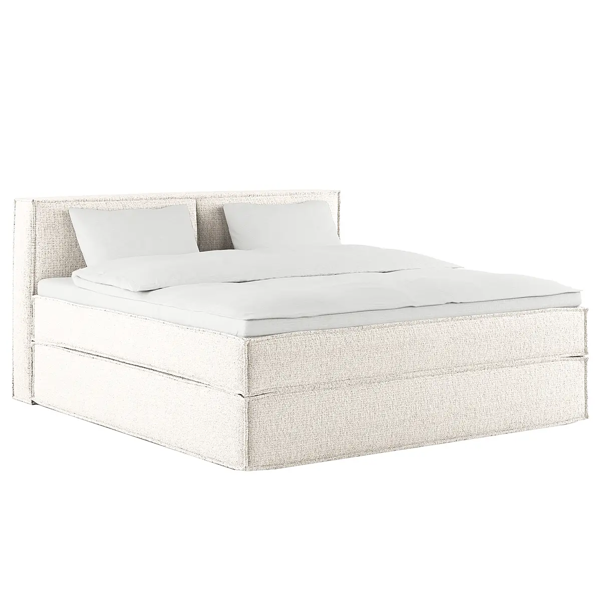 Premium Boxspringbett mit Kopfteil | Weiß