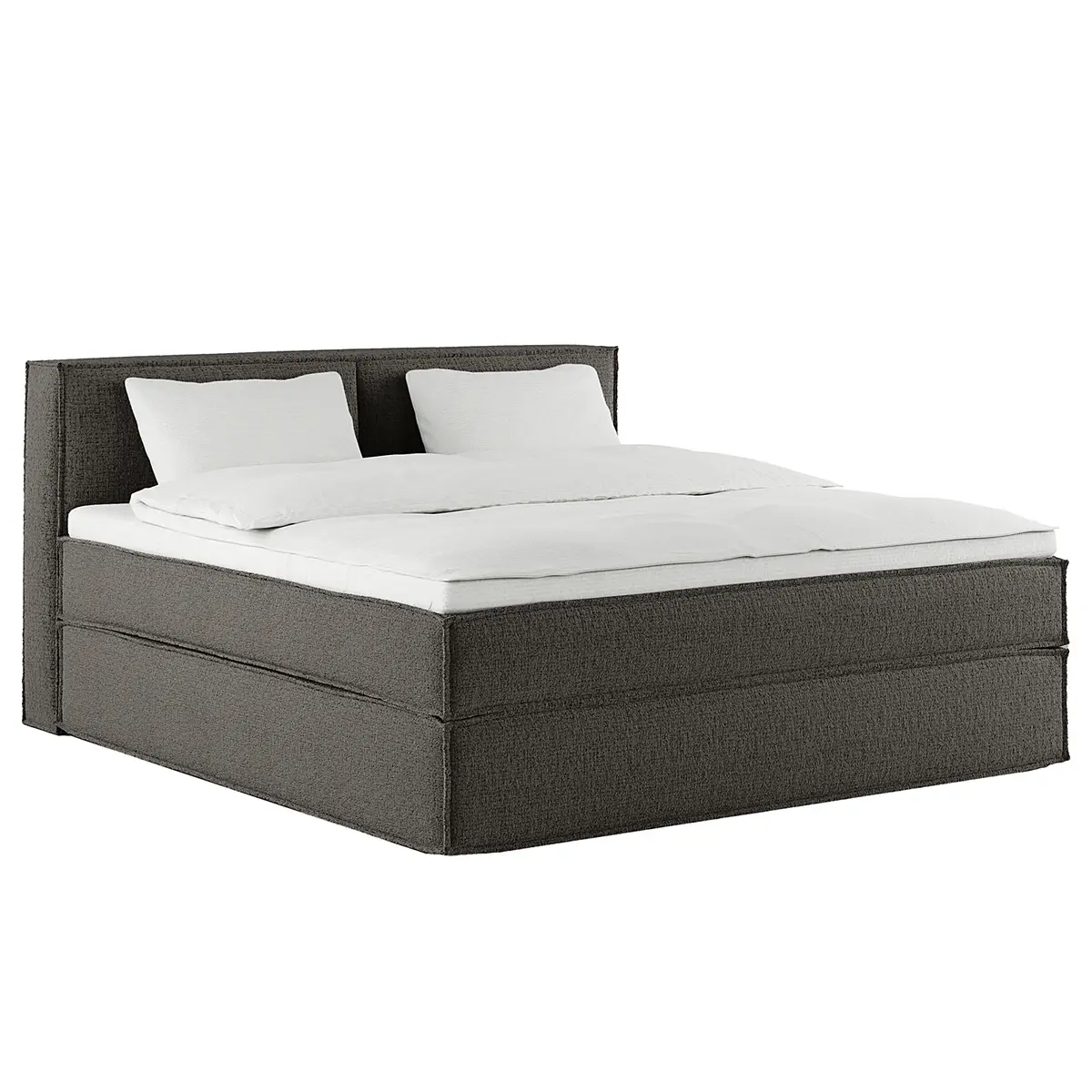 Premium Boxspringbett mit Kopfteil | Grau
