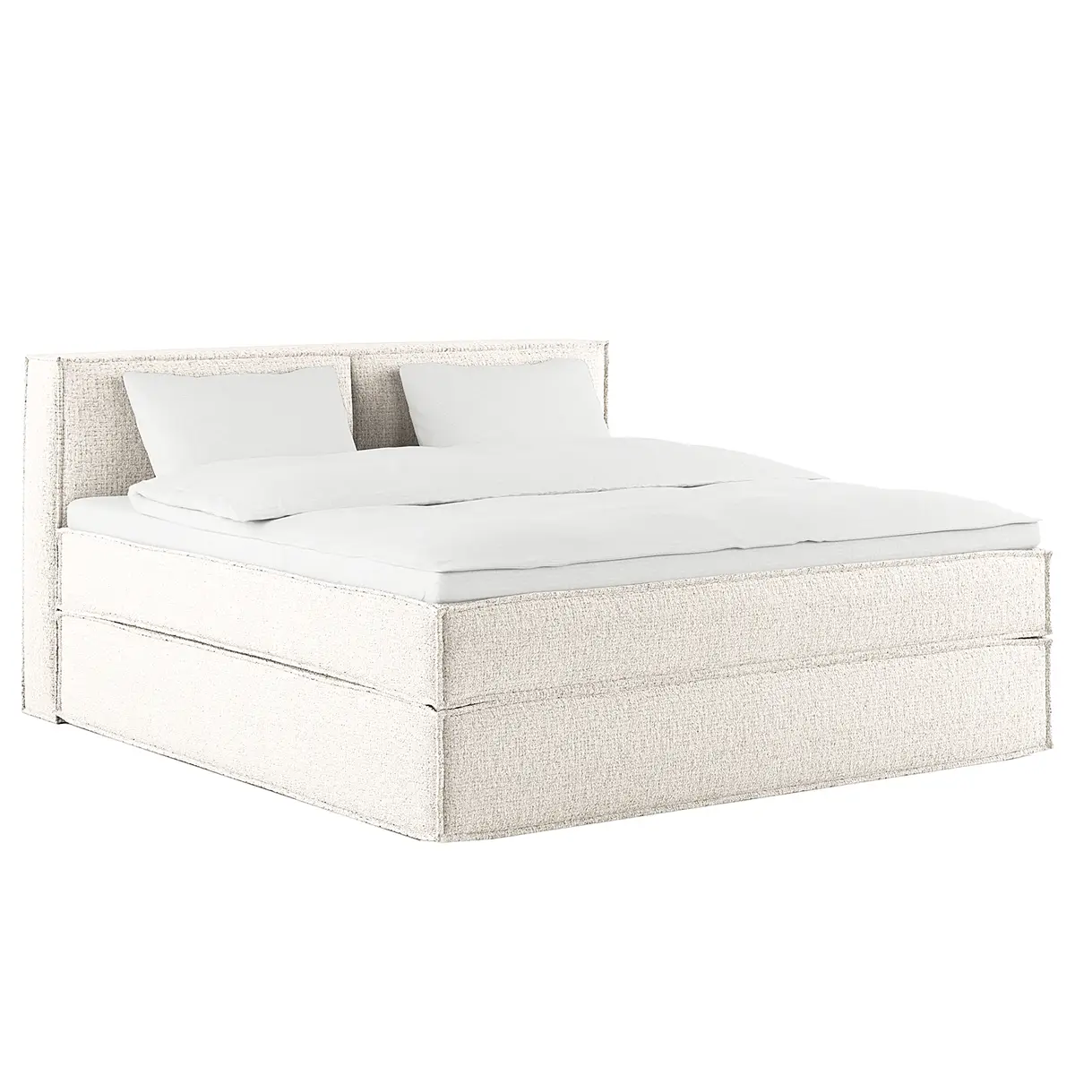 Premium Boxspringbett mit Kopfteil 200 x 200cm Strukturstoff