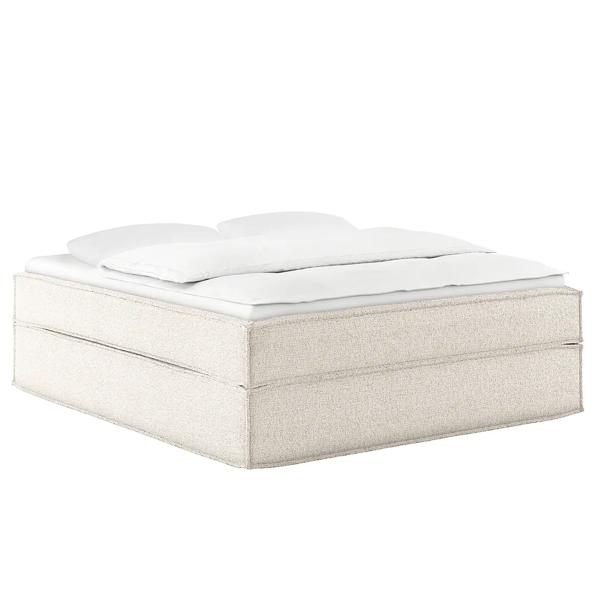 Premium Boxspringbett 180 x 200cm Strukturstoff Gesa Weiß/Weiß
