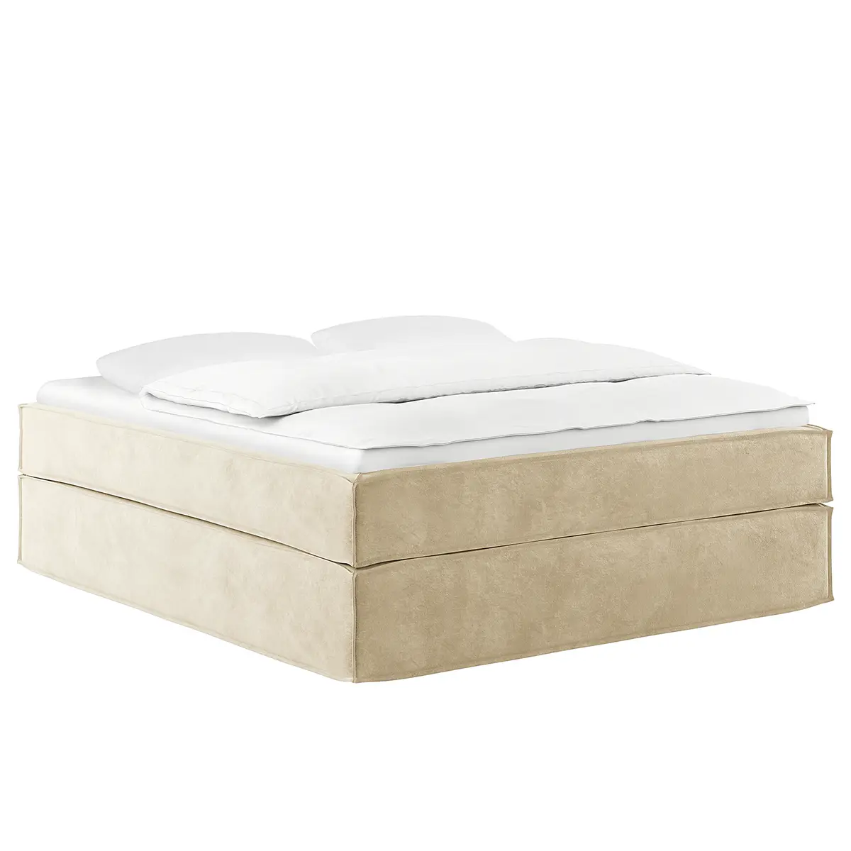 Premium Boxspringbett 180 x 200cm Samt Onoli Beige H2 | Beige