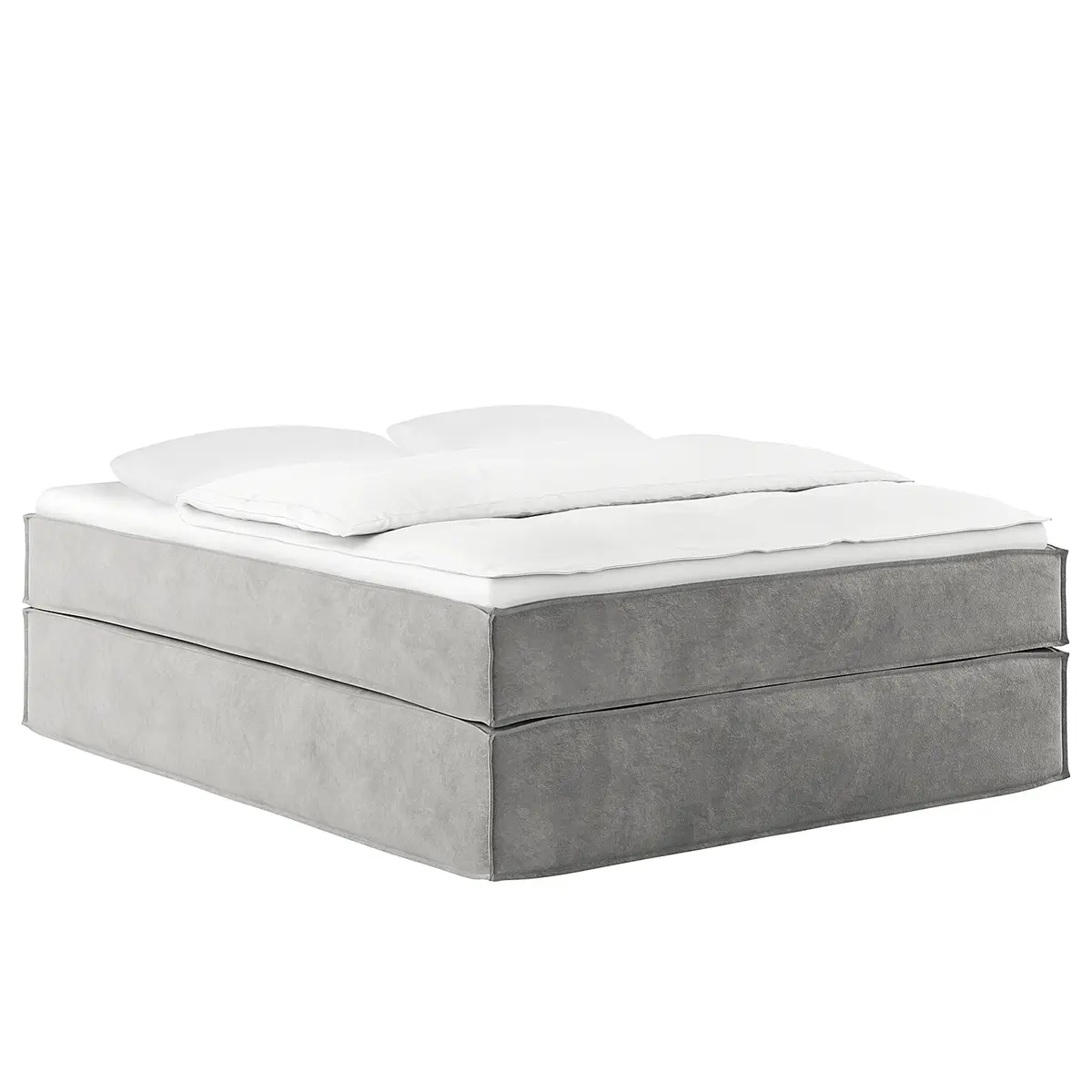 Premium Boxspringbett 160 x 200cm Samt Onoli Grau/Hellgrau H2