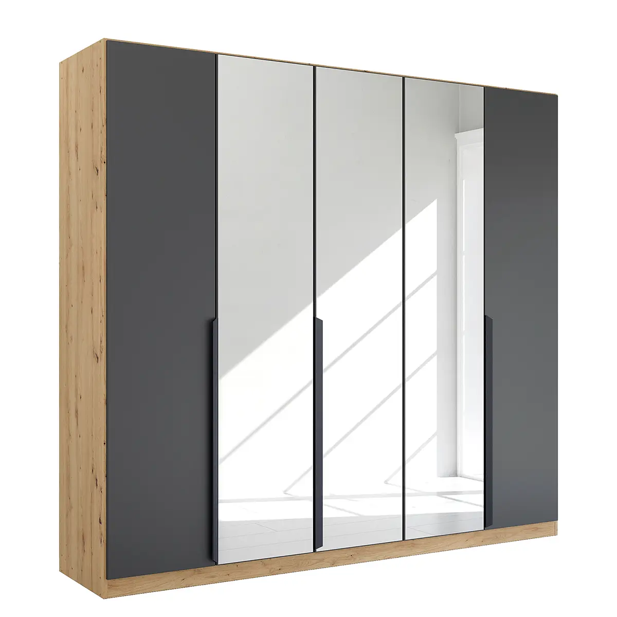 Drehtürenschrank Dark&Wood 226cm Braun/Grau mit Spiegeltür