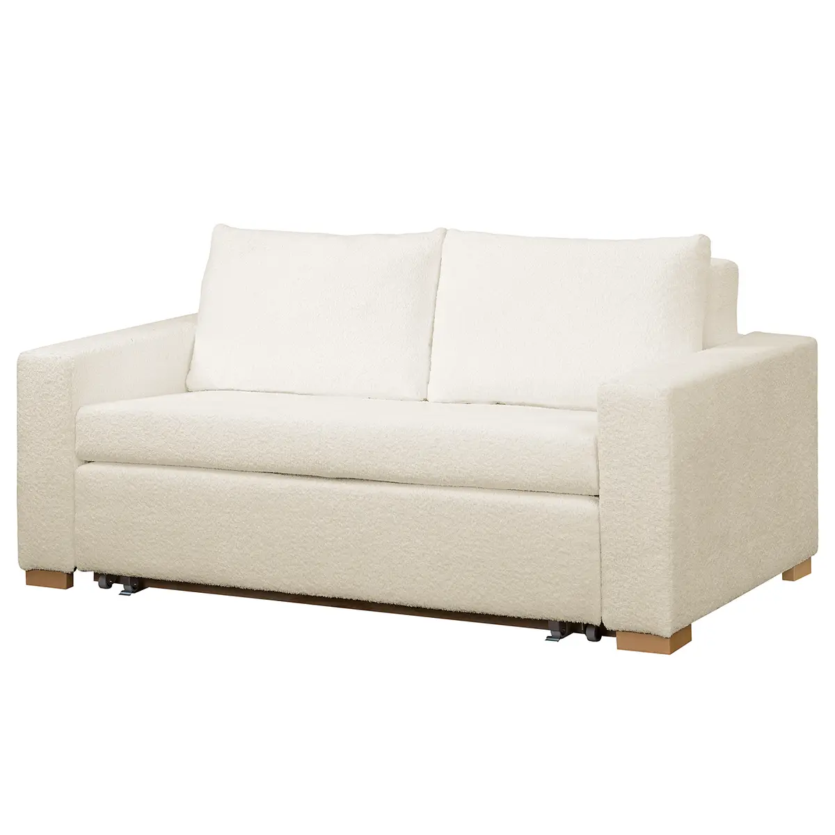 Schlafsofa Basic Weiß/Weiß Bouclé Stoff Abby | Weiß