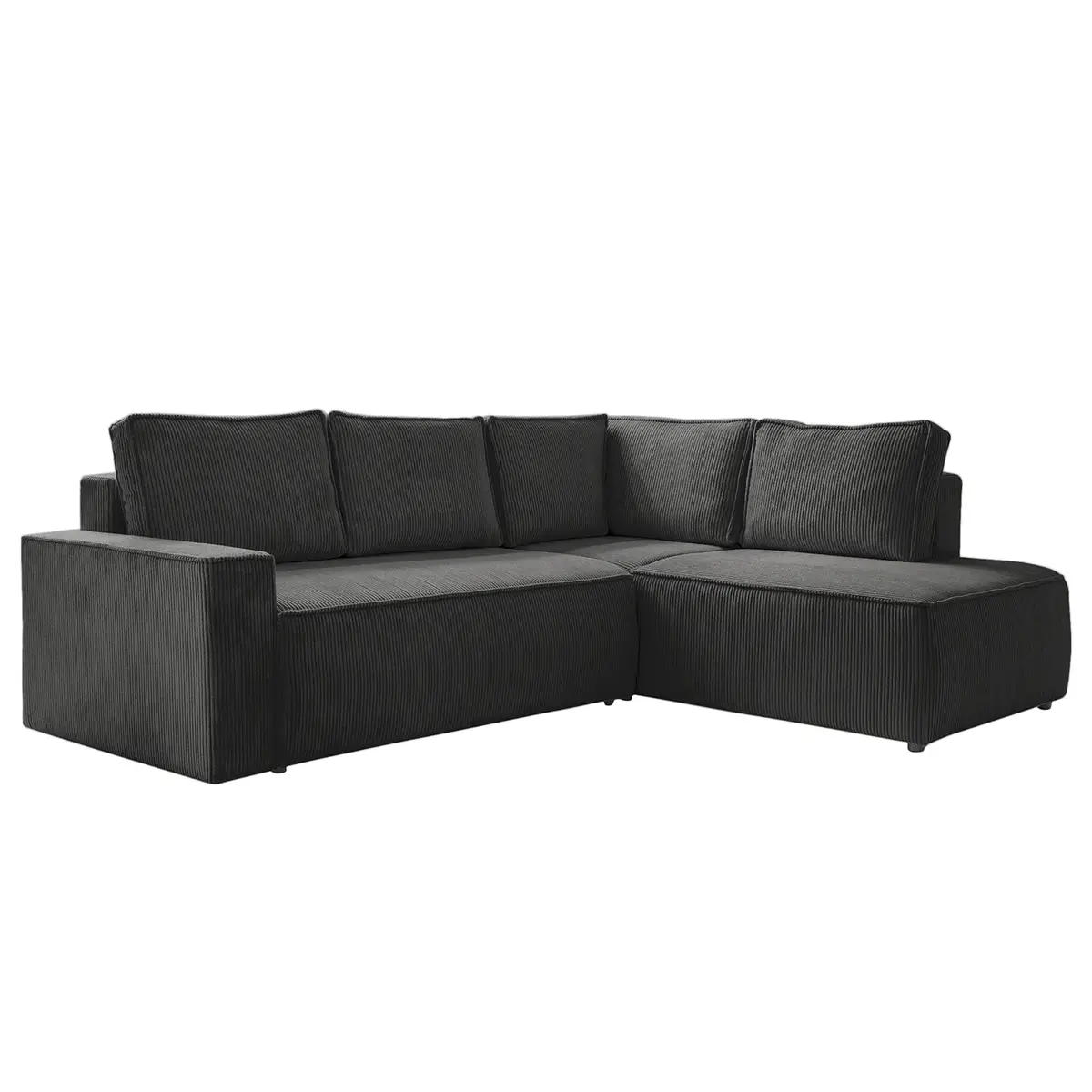 Ecksofa mit Ottomane Grau Cordstoff Poppy | Grau