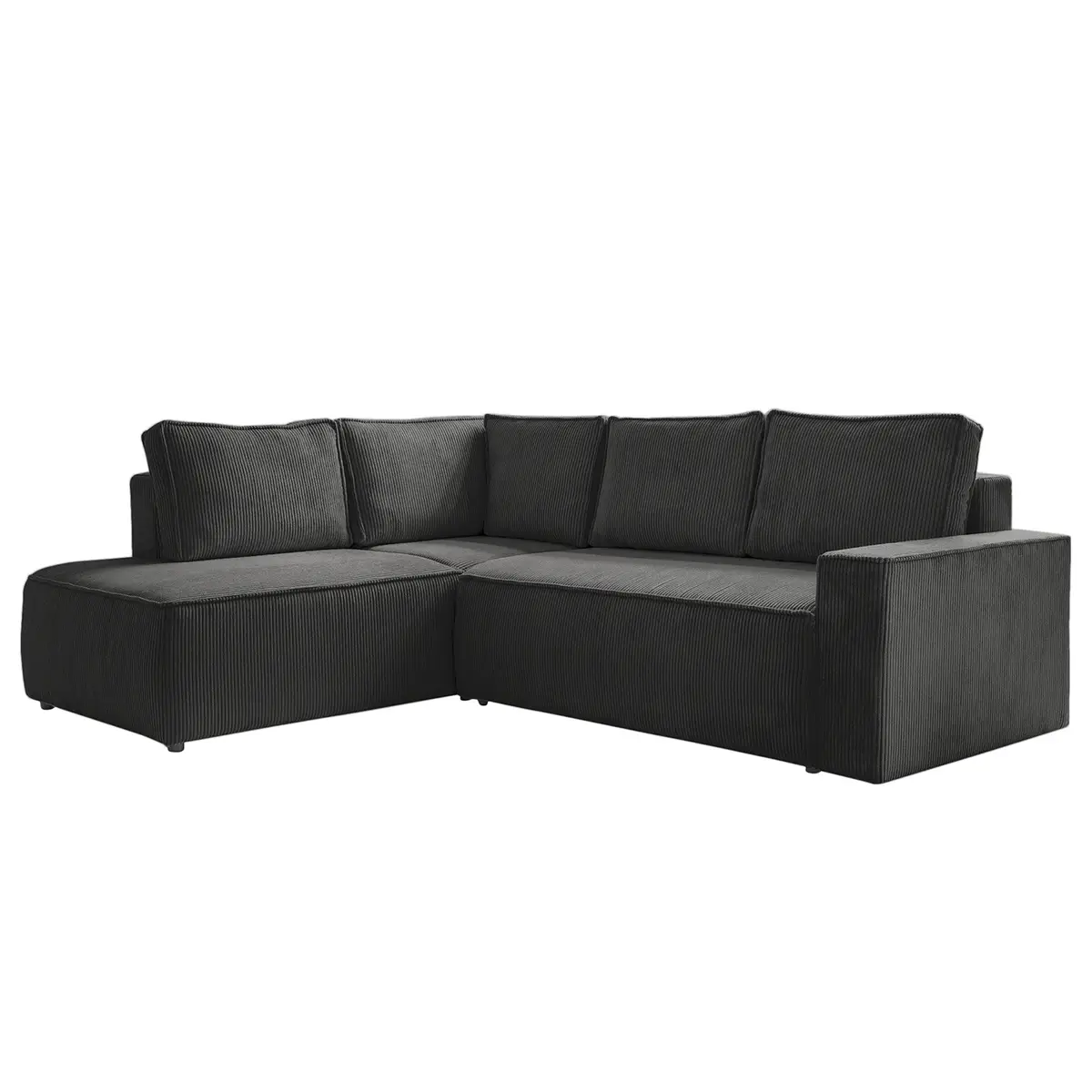 Ecksofa mit Ottomane Grau Cordstoff Poppy | Grau