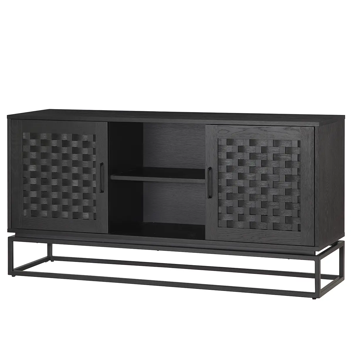 Sideboard mit 2 Türen 150 x 75 x 40cm Schwarz/Pappel Schwarz | Schwarz