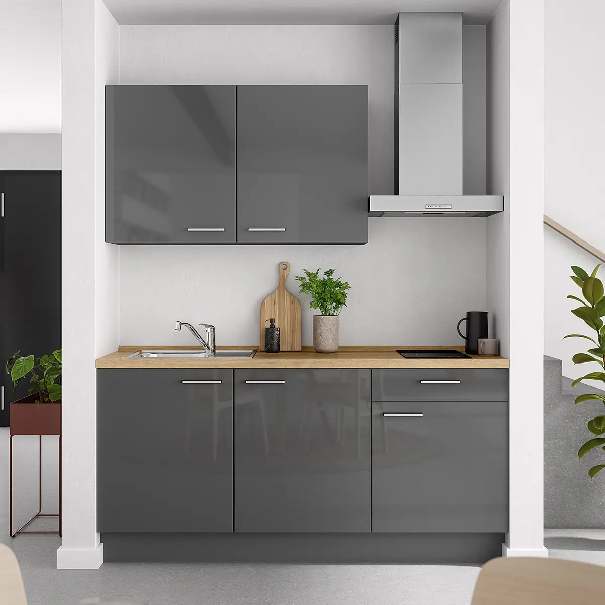 Nobilia Küchenzeile Low-Line Flash Kombi A | Grau