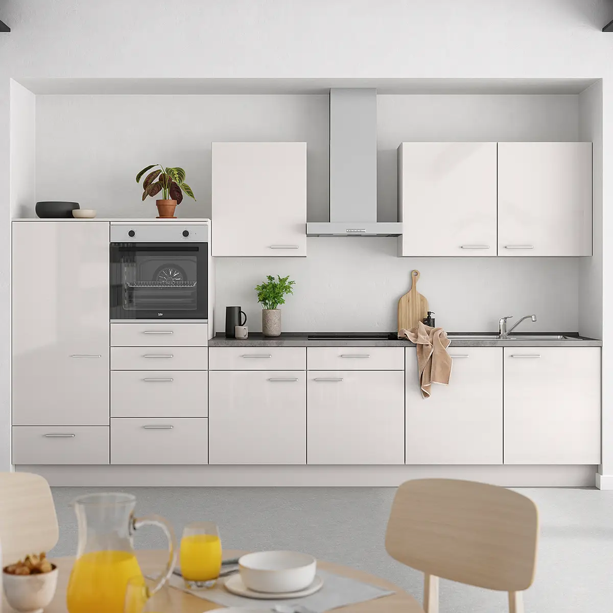 Küchenzeile Low-Line Flash Kombi D 360cm Ausrichtung links | Grau