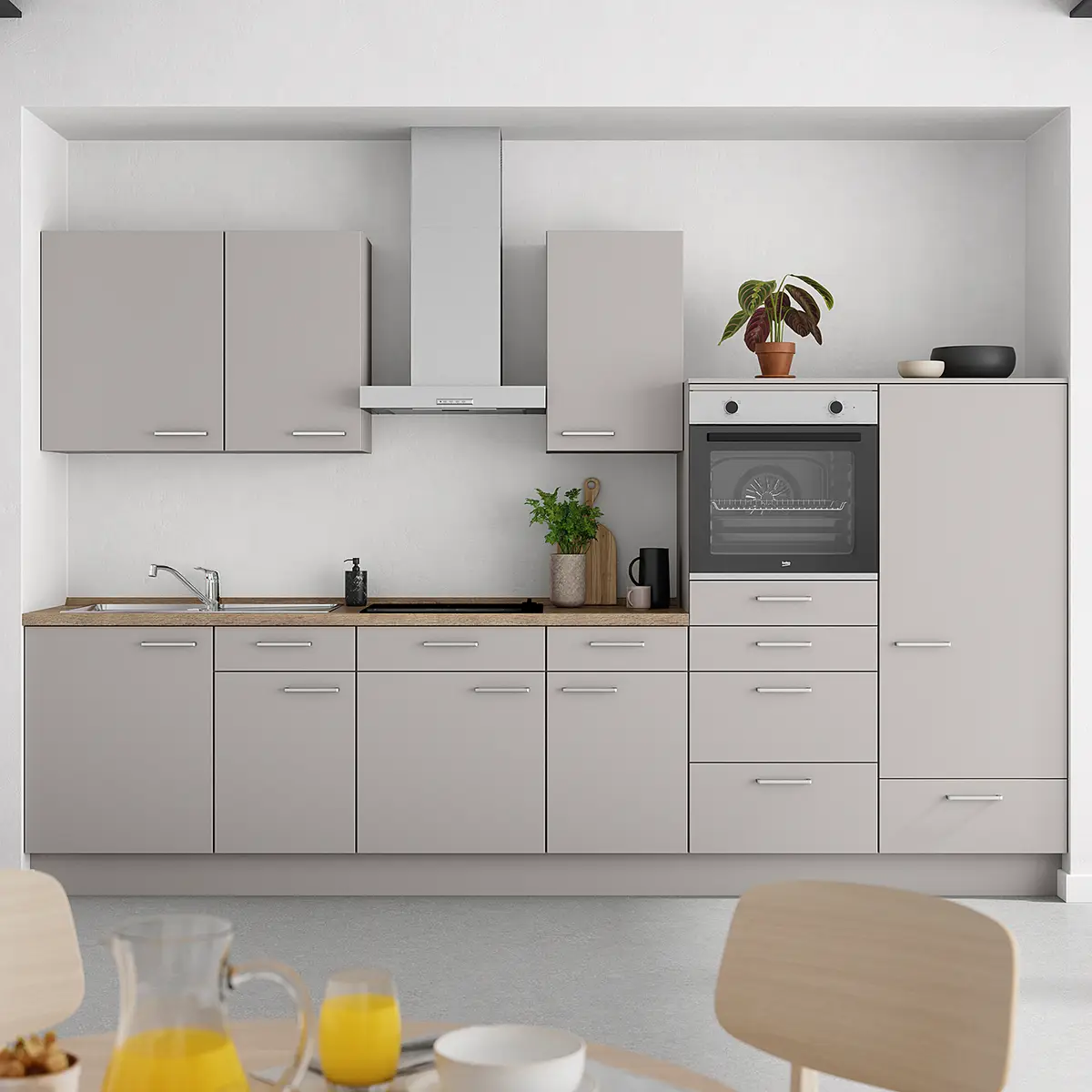 Küchenzeile Low-Line Touch Variante D | Grau