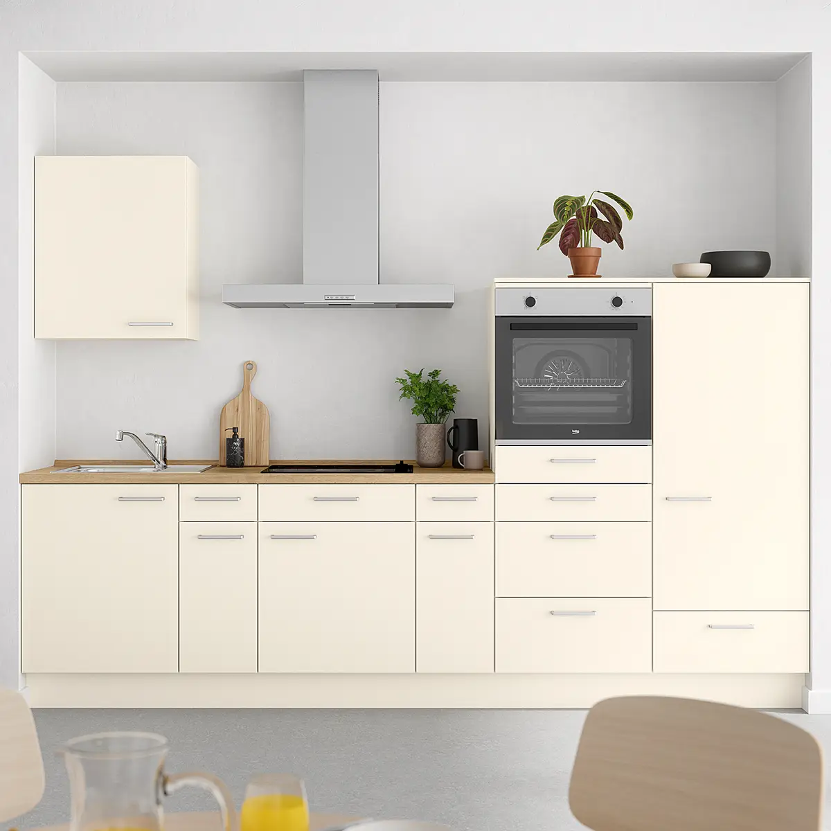 Küchenzeile Low-Line Touch Variante D 300cm | Beige