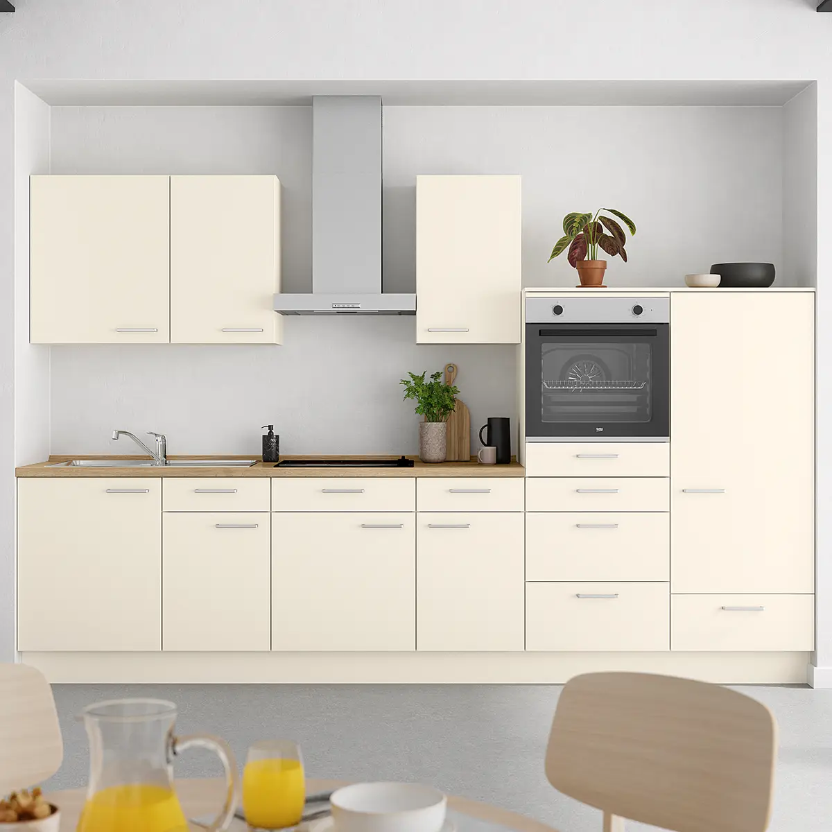 Küchenzeile Low-Line Touch Variante D | Beige