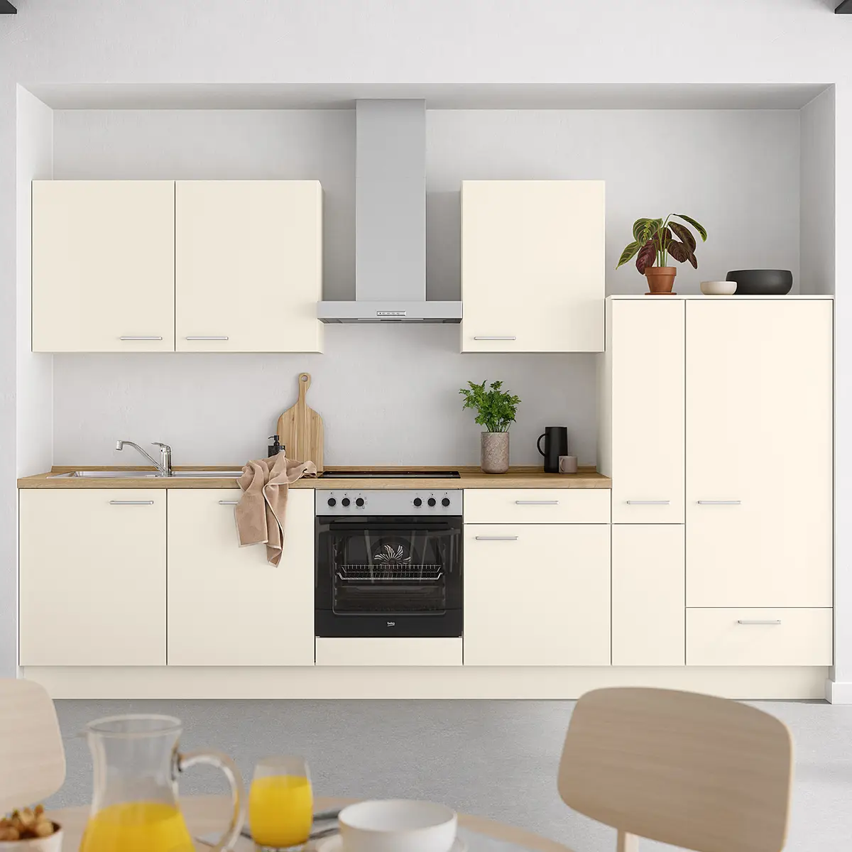 Küchenzeile Low-Line Touch Variante C | Beige