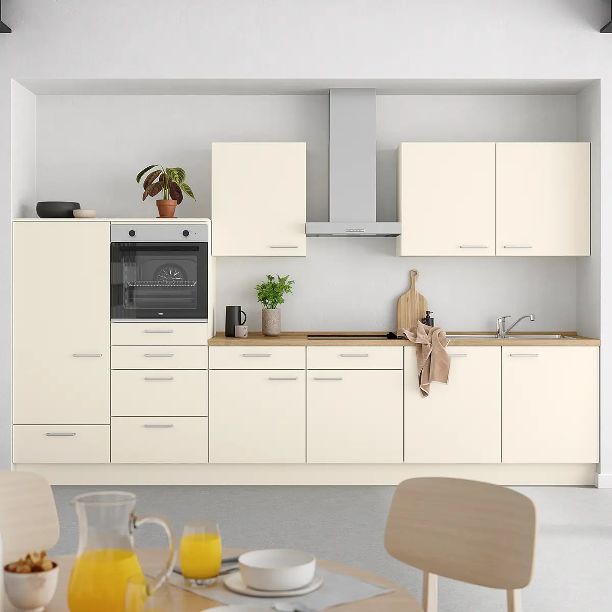 Küchenzeile Low-Line Touch Variante D | Beige