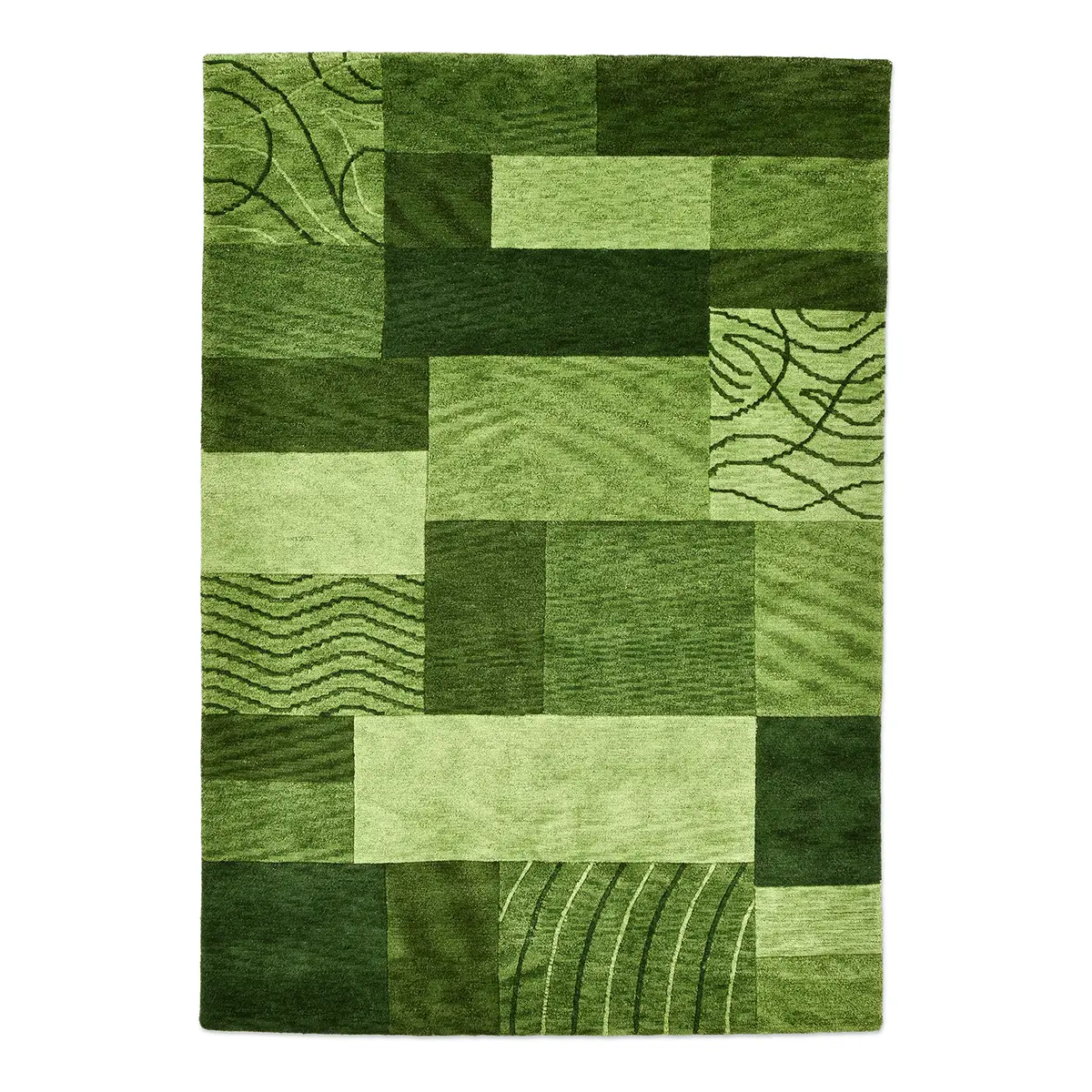 Wollteppich Domas Grün/Grün 190 x 250cm Wolle | Grün