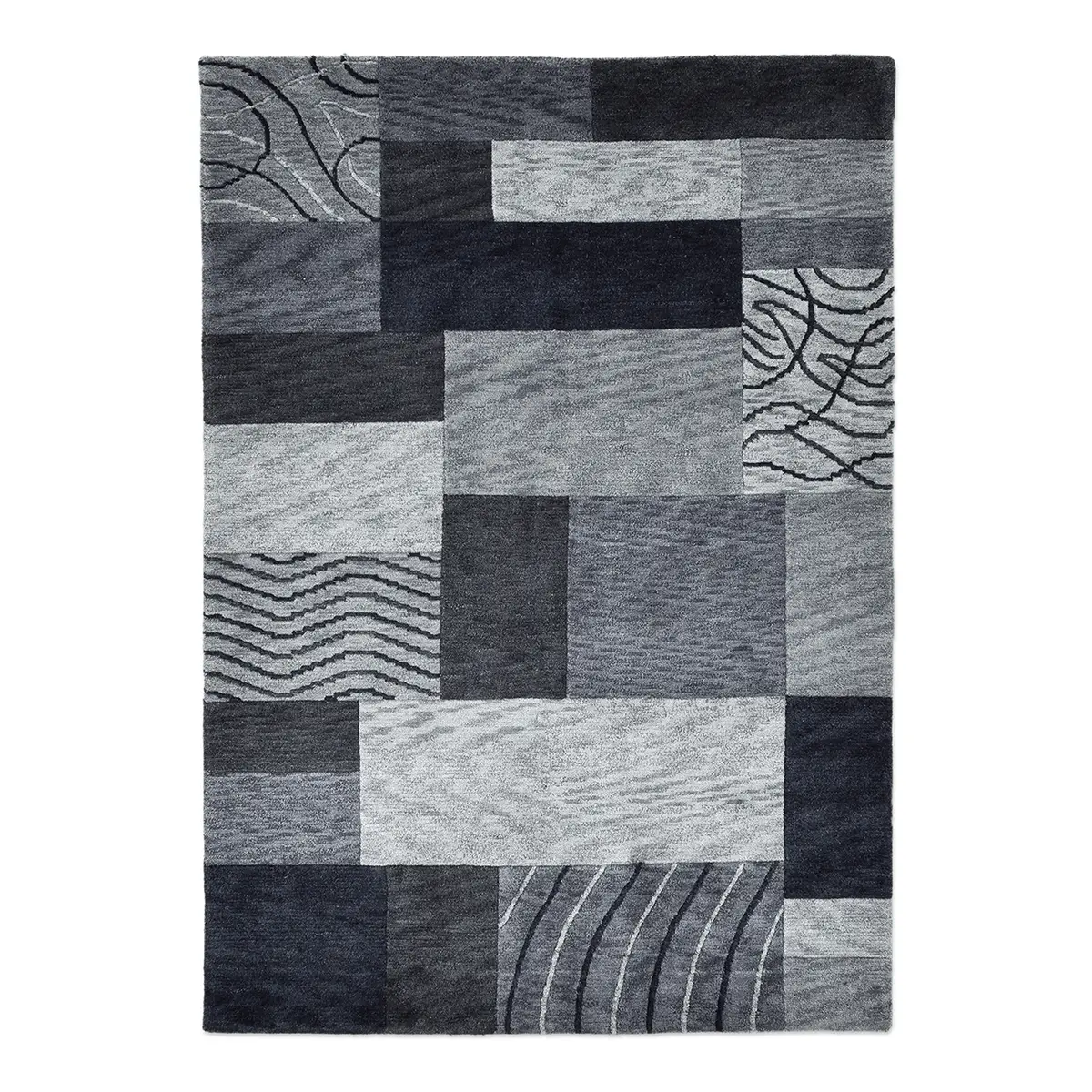 Wollteppich Domas Grau/Anthrazit 170 x 240cm Wolle | Grau