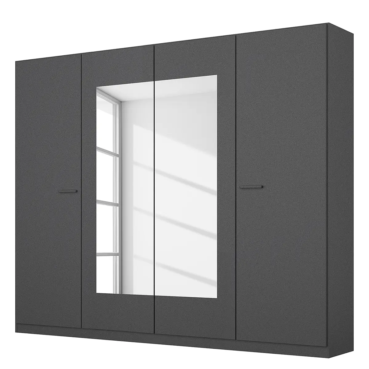 Drehtürenschrank 226cm Grau/Graumetallic mit Spiegeltür | Grau