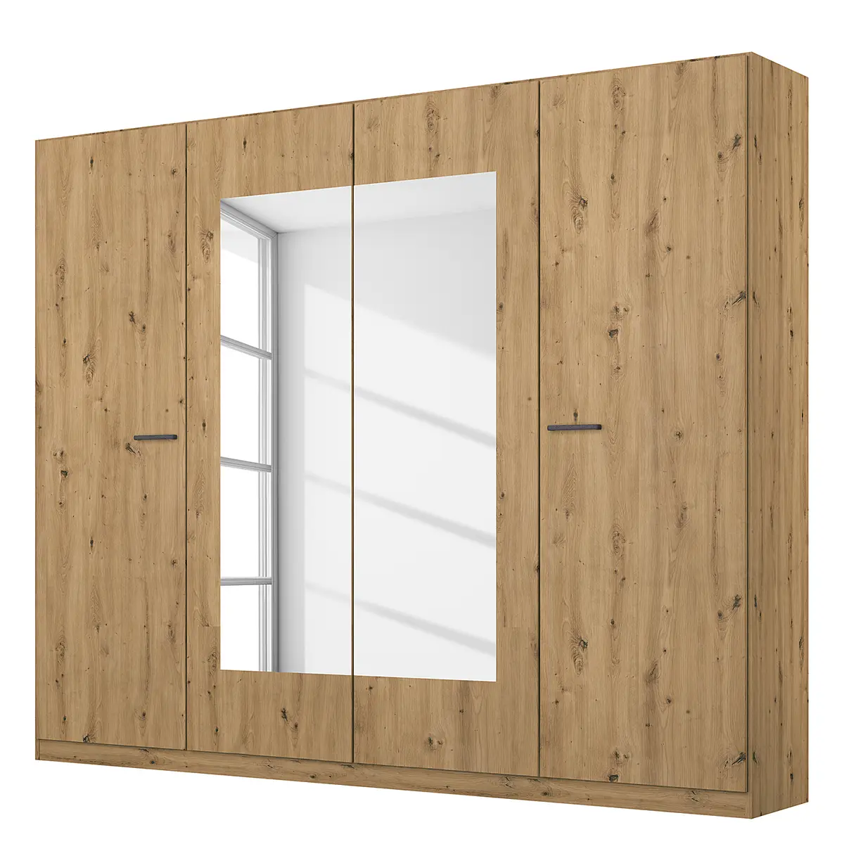 Drehtürenschrank 226cm Braun/Eiche Artisan Dekor mit Spiegeltür