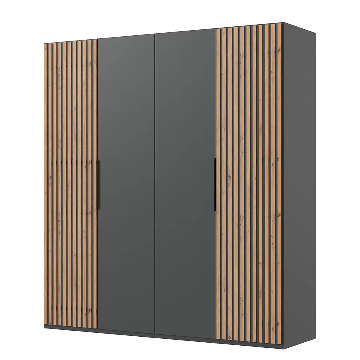 Drehtürenschrank Andorra 200cm Grau/Graphit/Eiche Artisan Dekor
