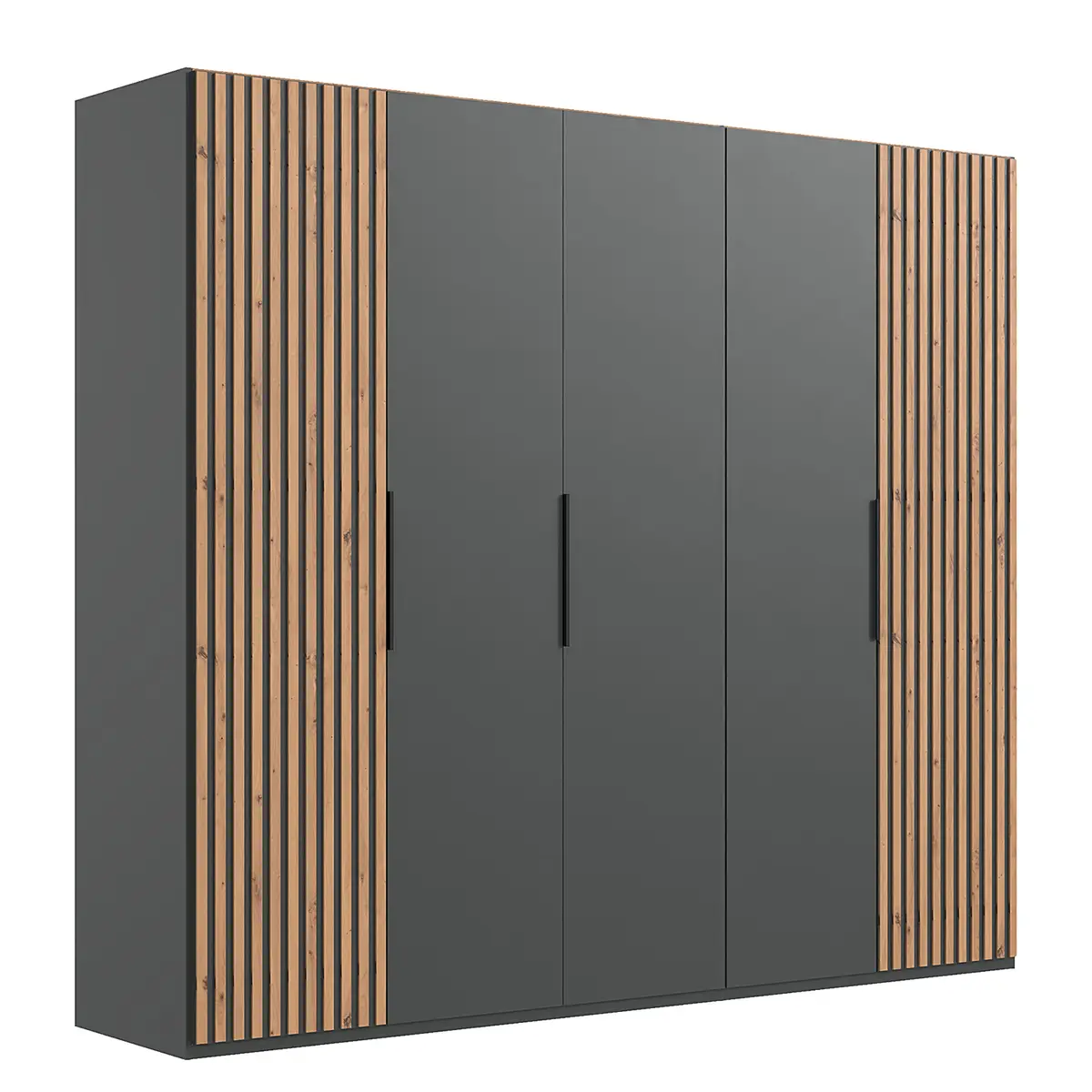 Drehtürenschrank Andorra 250cm Grau/Graphit/Eiche Artisan Dekor
