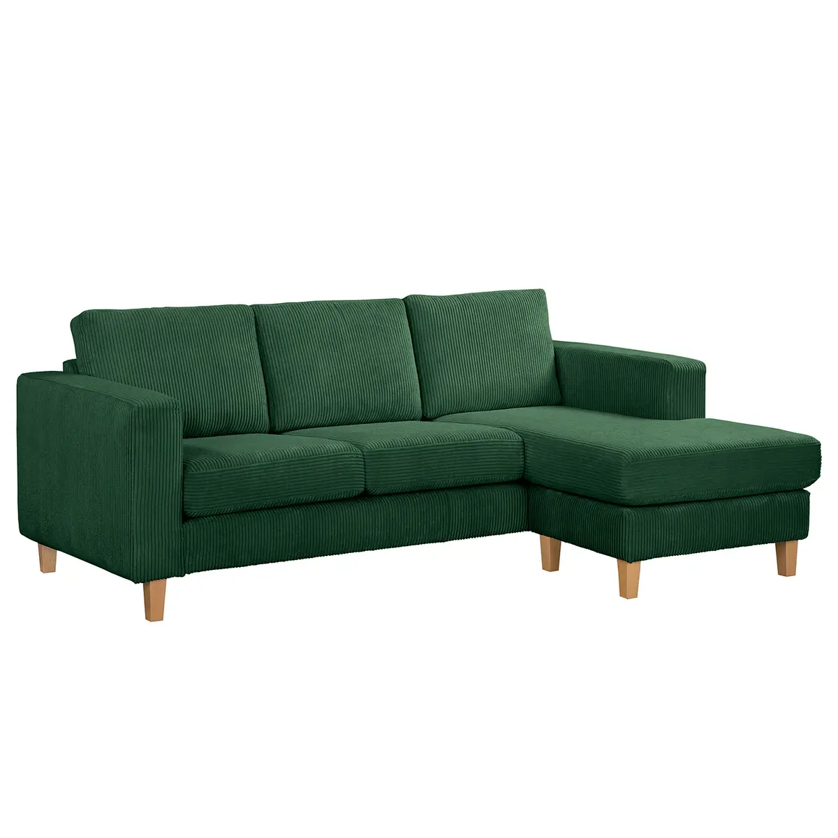 Ecksofa 2-Sitzer mit Longchair | Grün