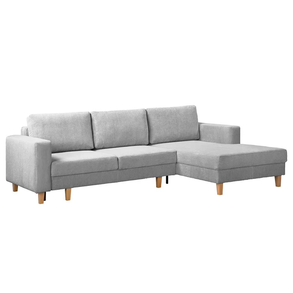 Ecksofa mit Schlaffunktion Grau Cordstoff Poppy | Grau