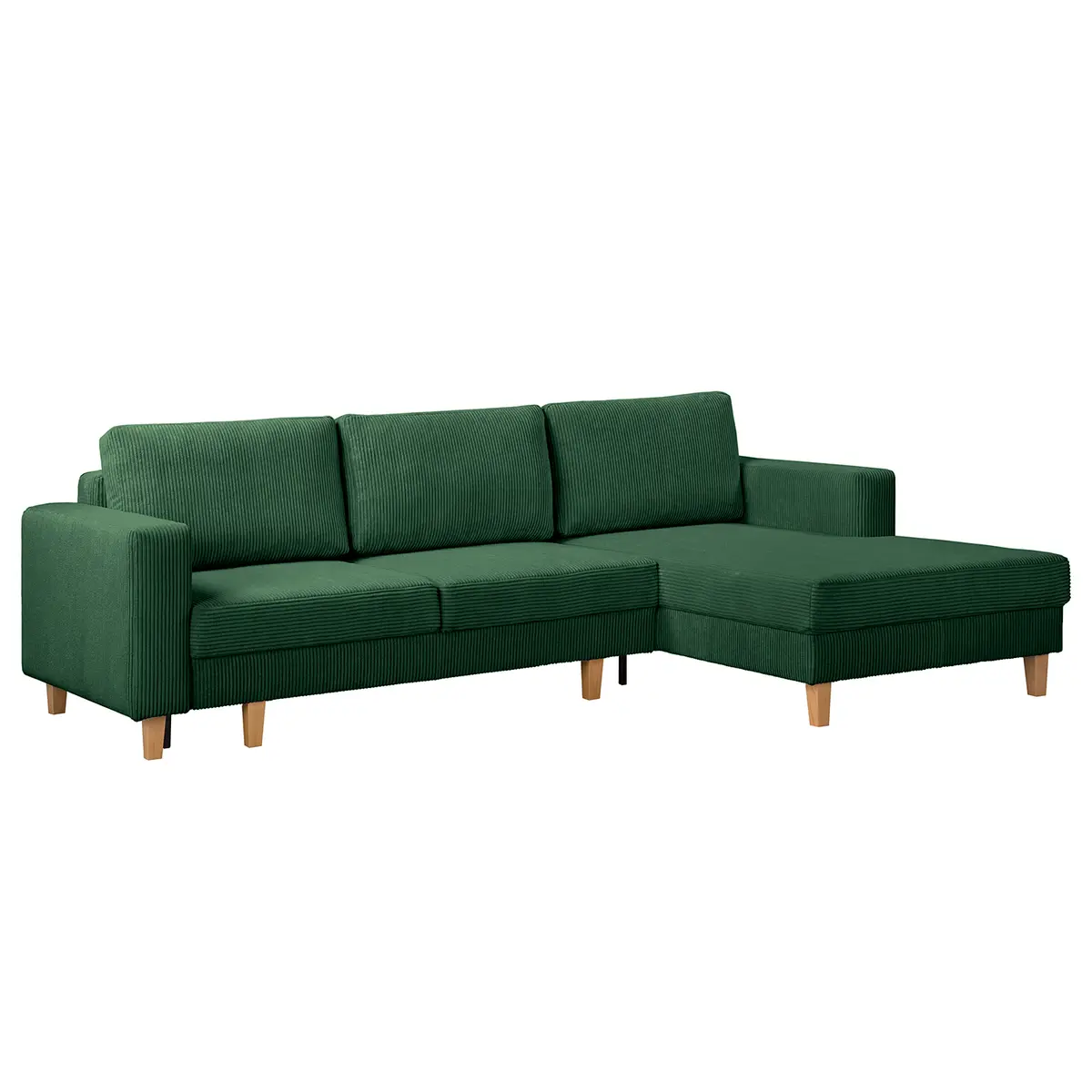 Ecksofa mit Schlaffunktion Grün Cordstoff Poppy | Grün