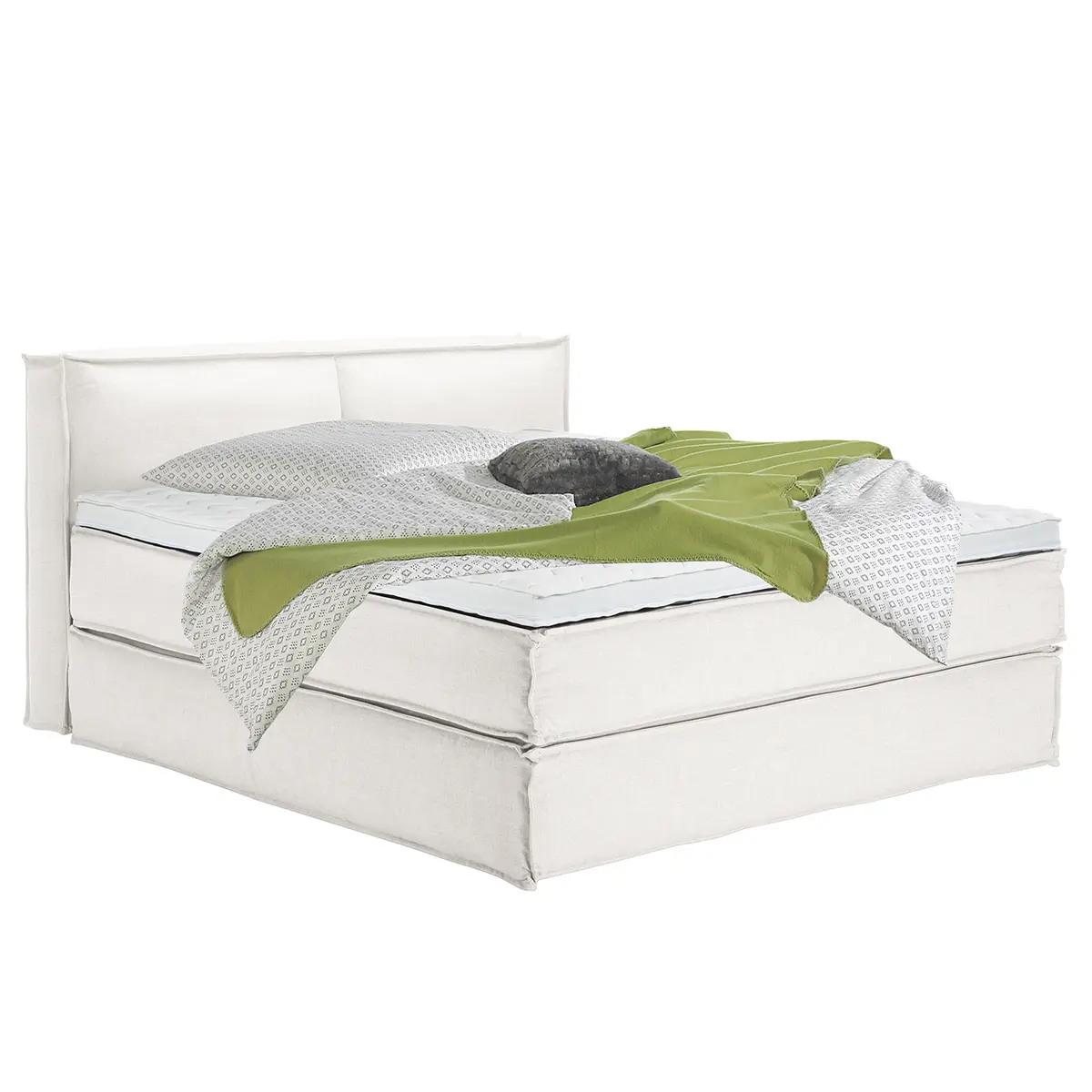 Premium Boxspringbett mit Kopfteil | Weiß
