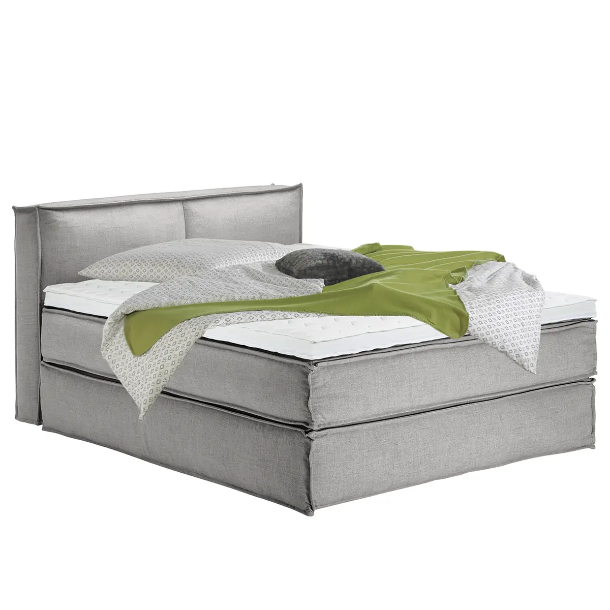 Premium Boxspringbett mit Kopfteil | Grau