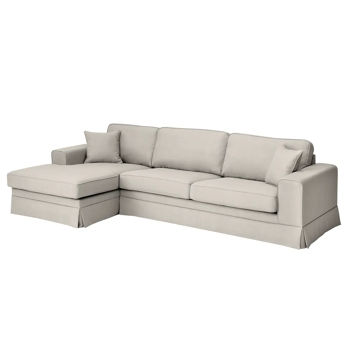 Ecksofa Longchair mit Husse Grau/Hellgrau Webstoff Haiba | Grau
