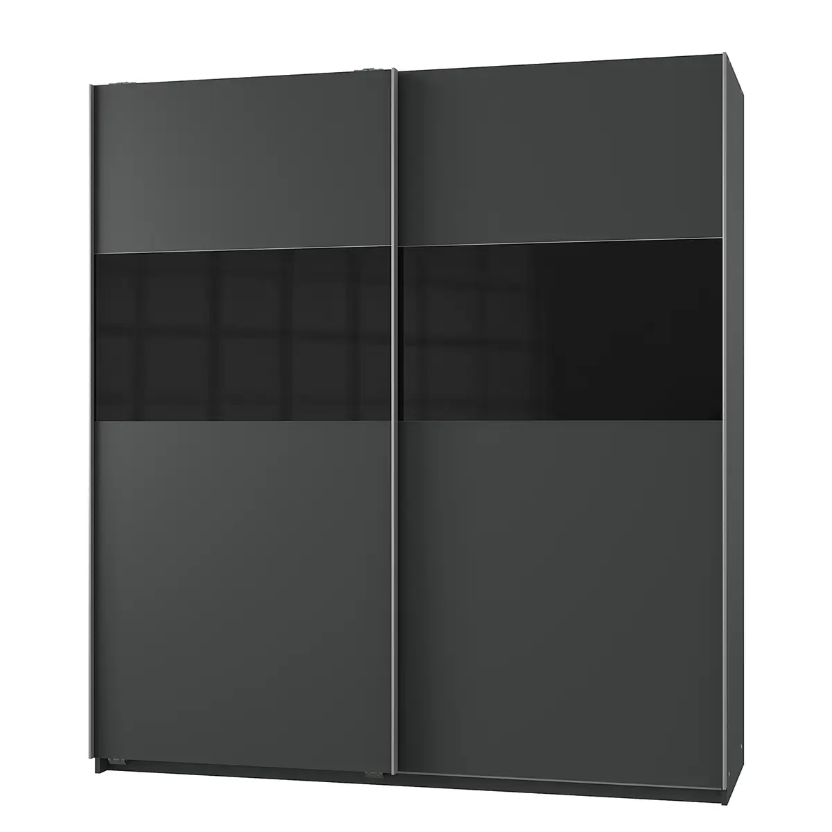 Schwebetürenschrank Bramfeld 1 180cm Grau/Graphit/Schwarz | Grau