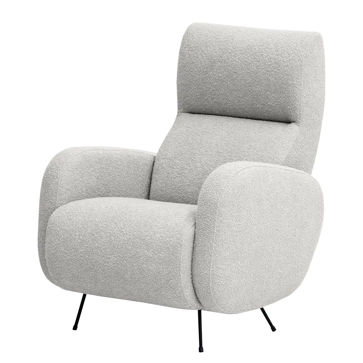 Sessel Vains Grau Bouclé Stoff Basima ohne Hocker | Grau