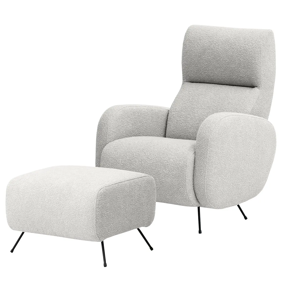 Sessel Vains mit Hocker | Grau